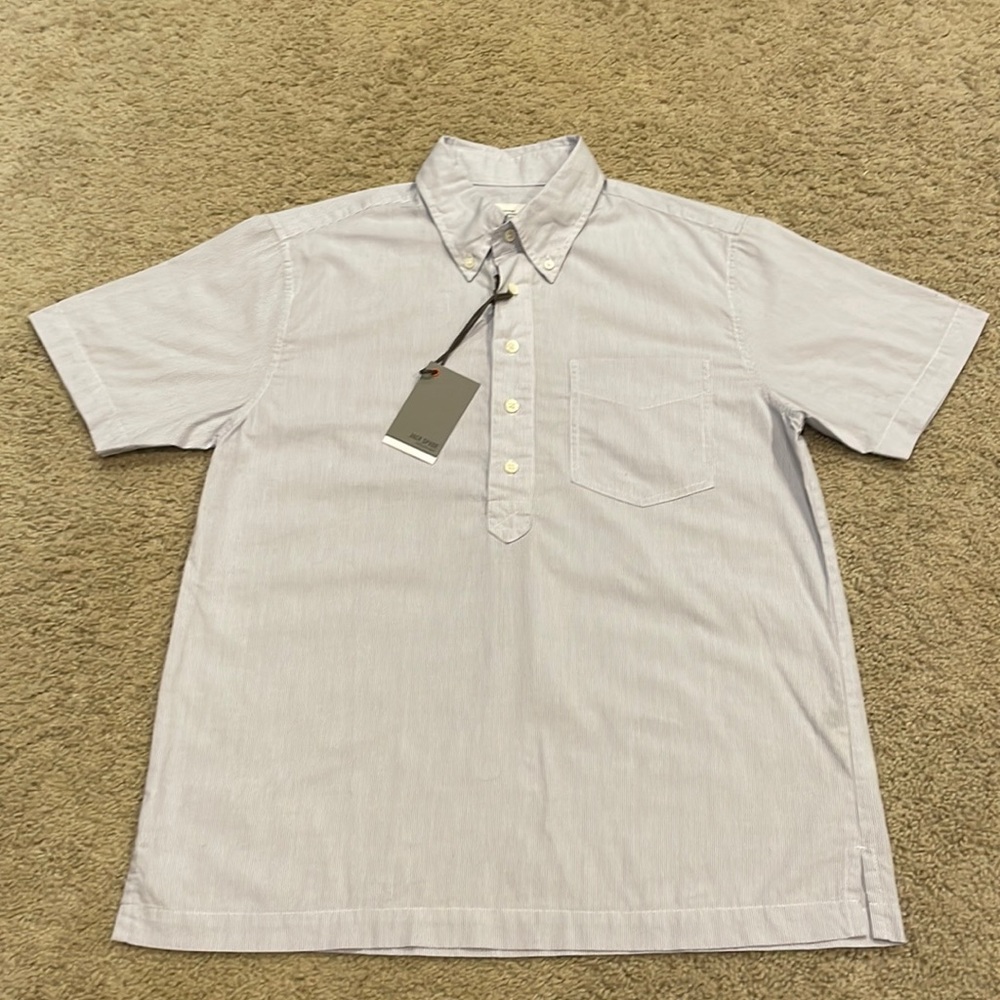 NWT Jack spade size medium blue and white pinstripe pullover button up